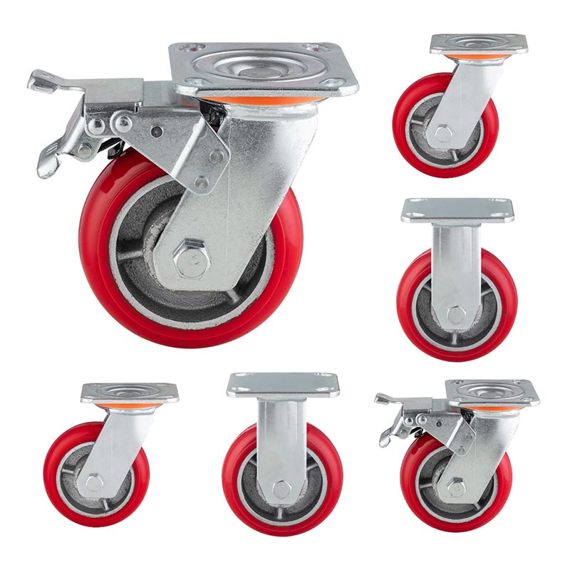 Heavy Duty Casters PU på støbejerns kerne