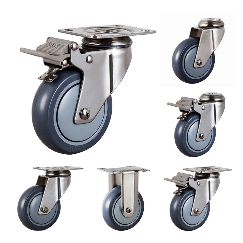 SUS304 Medium Duty Medical hjul pu